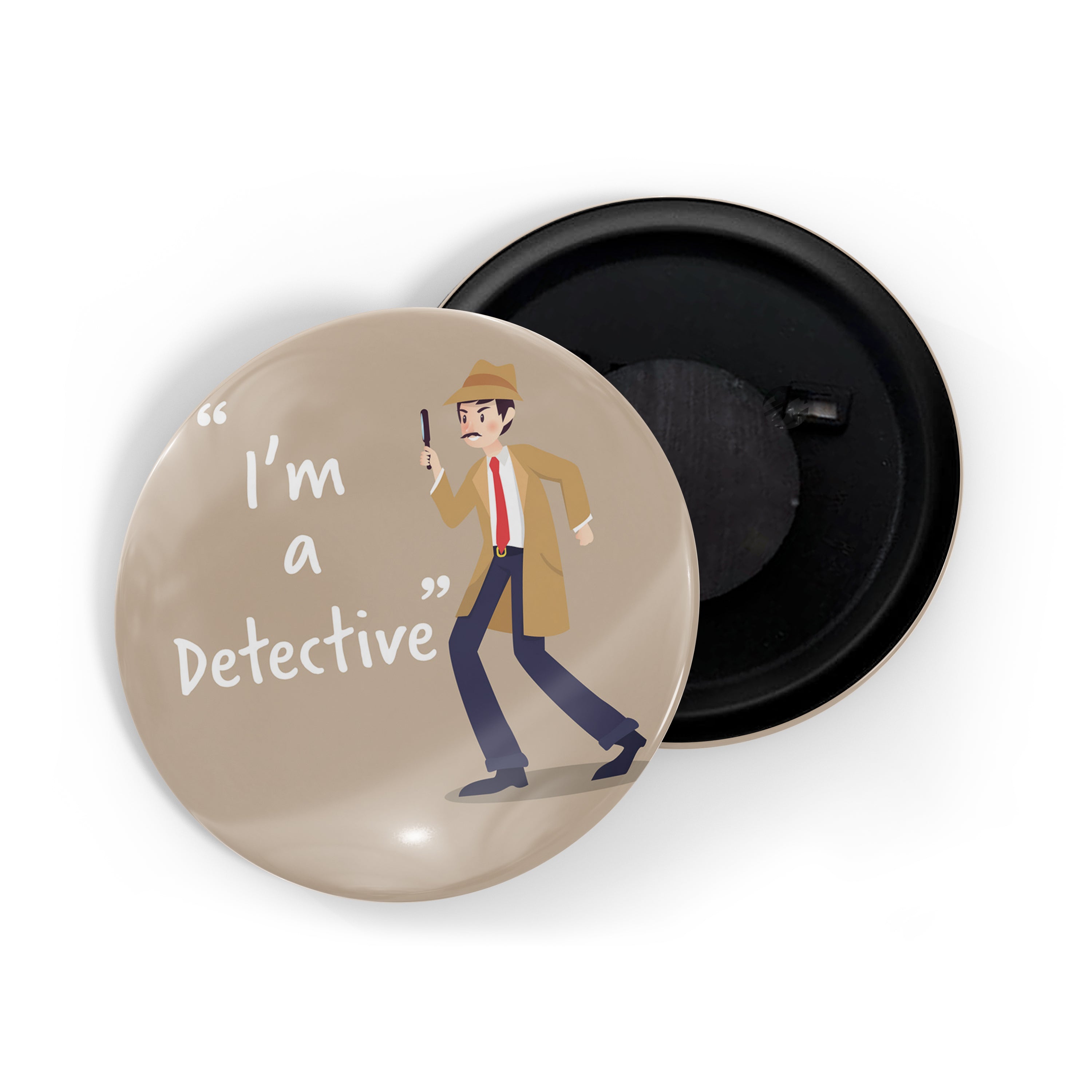 dhcrafts Round Fridge Magnet Brown Color Profession I'm A Detective Glossy Finish Design Pack of 1 (58 mm)